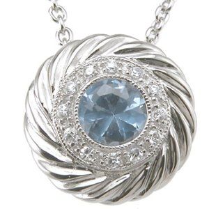 Blue stone button necklace